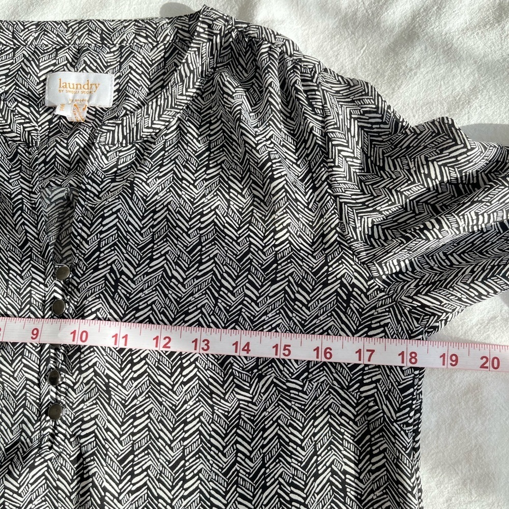 Laundry By Shelli Segal Chevron  Henley Tunic Blouse Classic Office Wear Boho XS - Picture 10 of 16